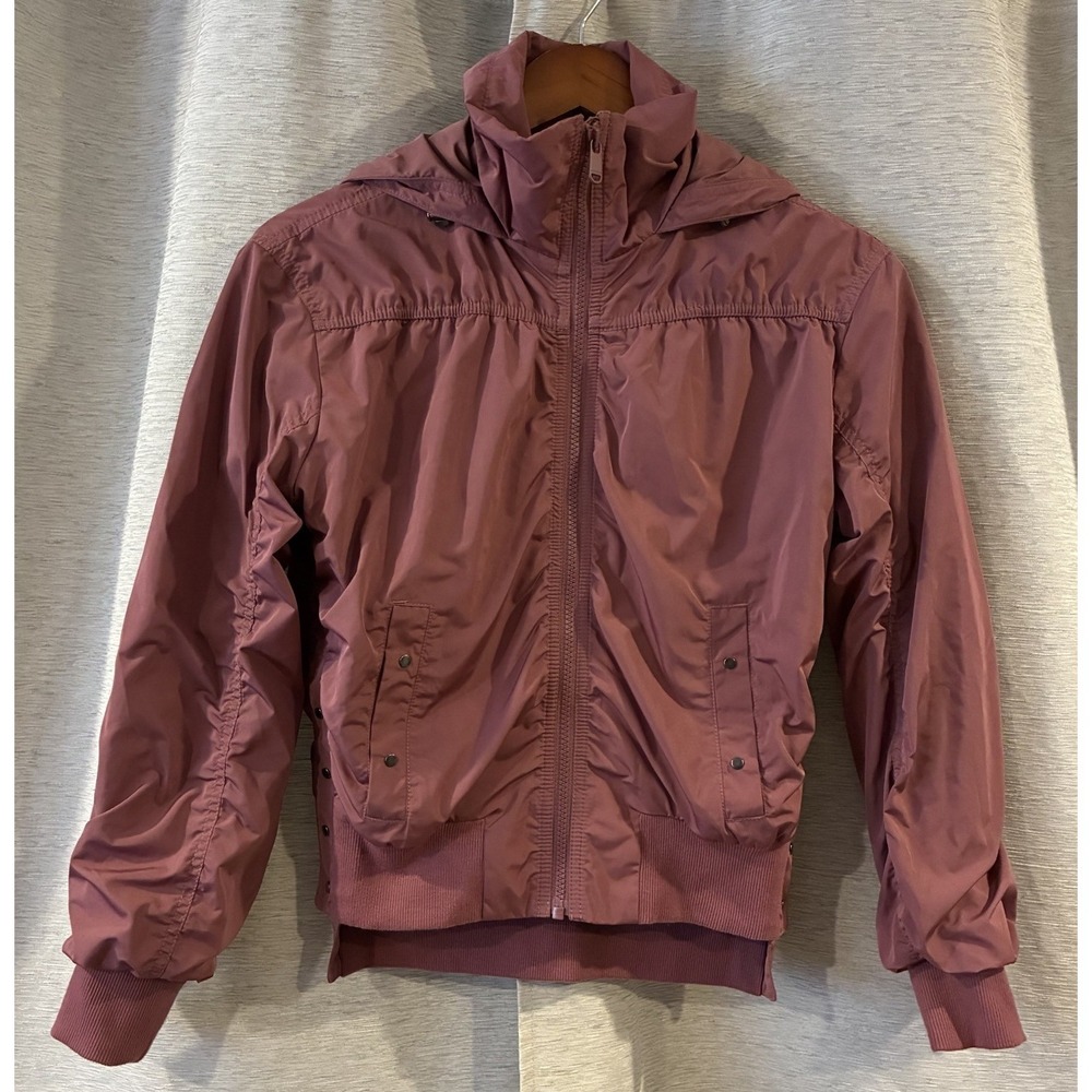 Athleta Burgundy Jetset Bomber Zip-Up Jacket – With Hidden Hood – Size XXS